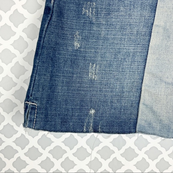EUC One Teaspoon 2020 Medium Wash Two-Tone Distressed Denim Mini Skirt - Picture 8 of 12